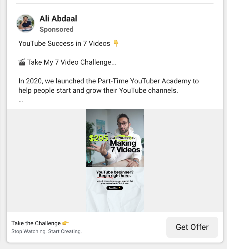 Ali Abdaal — Meta ad